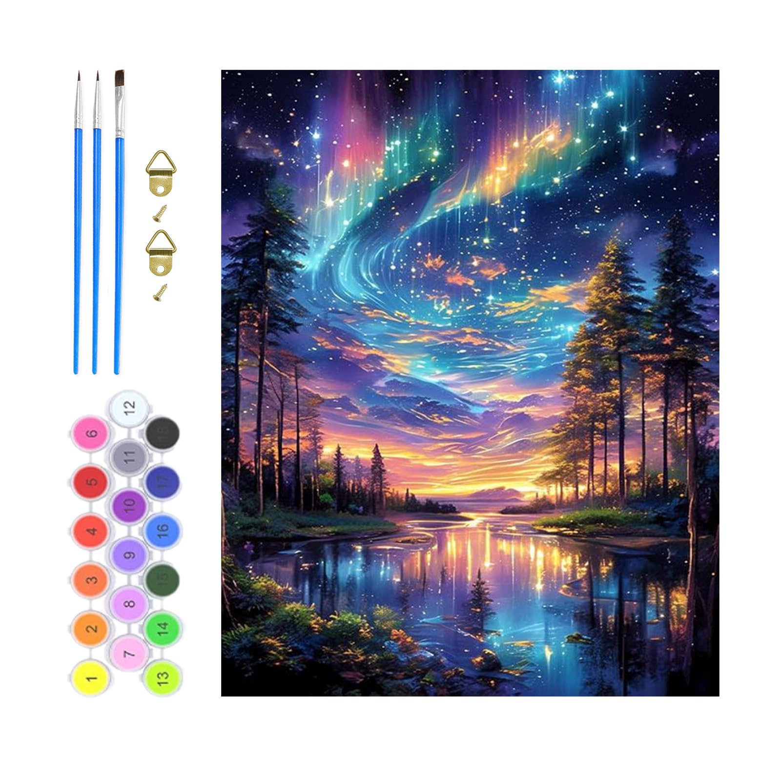 GHHKUD Starry Night Paint by Numbers Kit for Adults Beginner Tree Acrylic Painting Kit Adult Paint by Number Kits on Canvas DIY Painting for Beginners Art by Numbers for Home Wall Decor 12X16 Inch