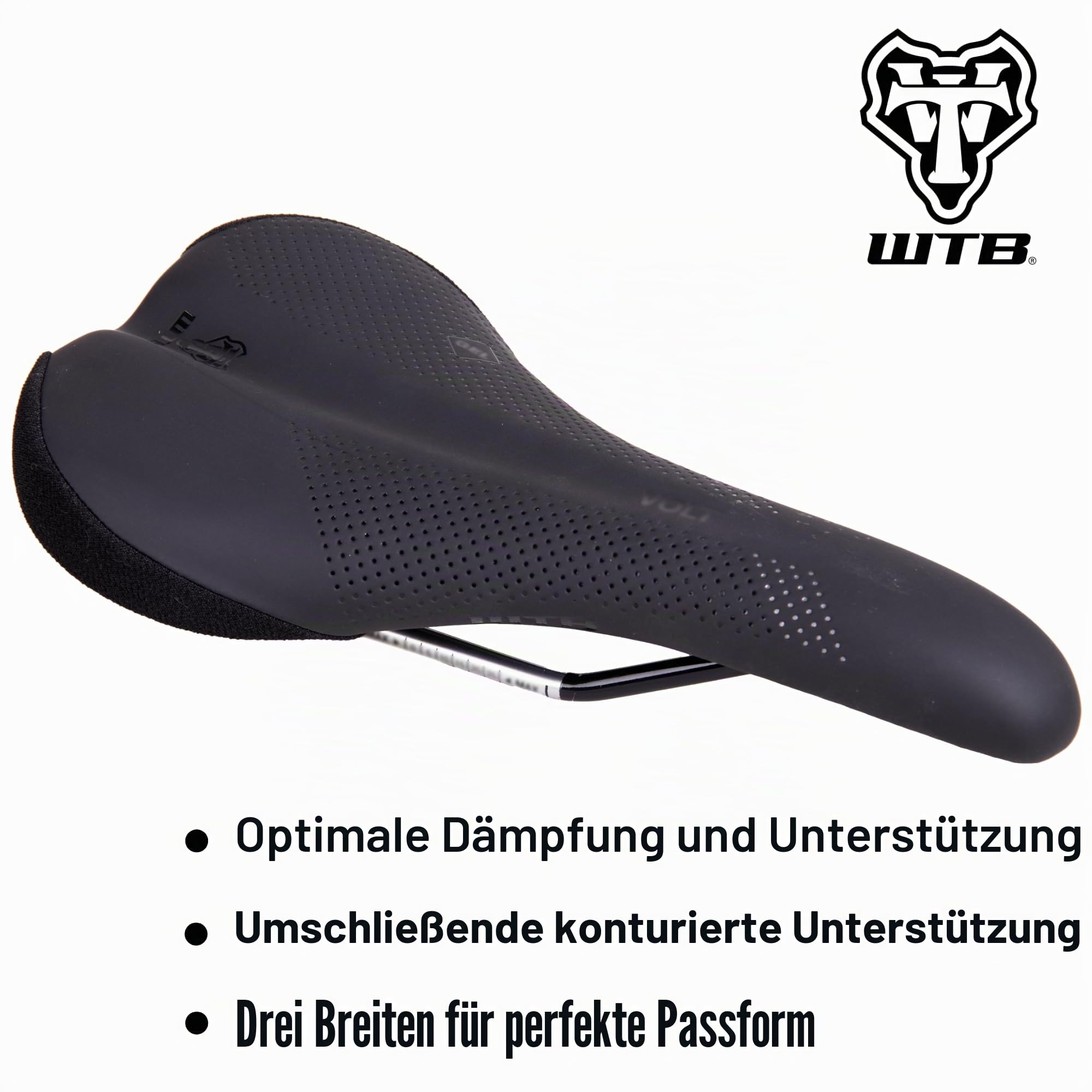 WTB Volt Fahrradsitz (Sattel) - Bequeme Mitteldicke Polsterung - Mountain, Gravel & E-Bikes (3 Größen, 3 Schienenoptionen)