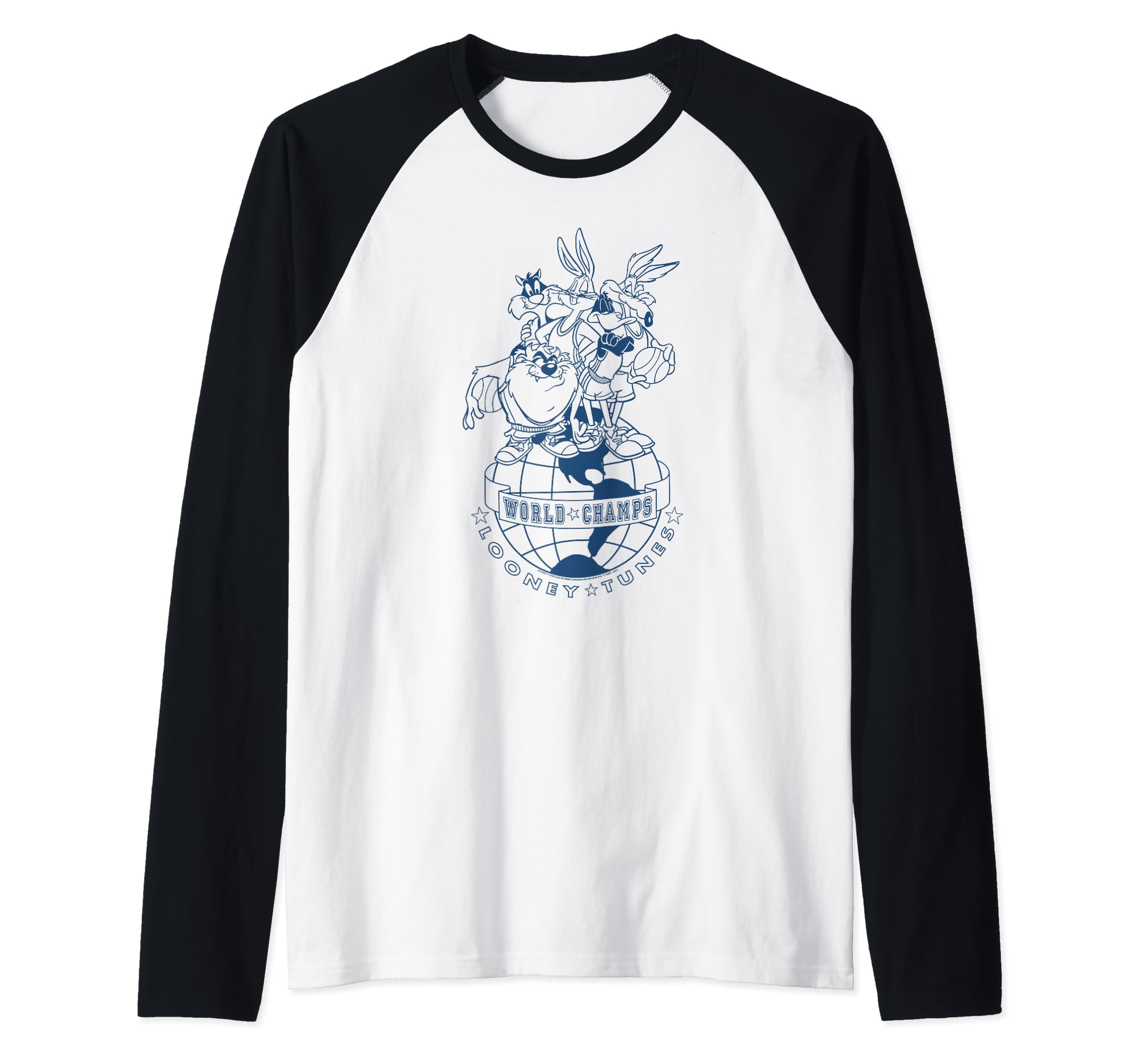 Looney Tunes World Champs Raglan Baseball Tee, Black