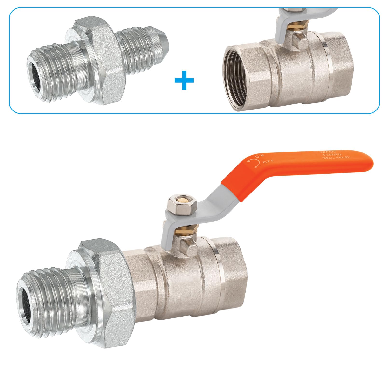 PATIKIL Raccord De Réduction Hexagonal Adaptateur De Tuyau 9/16" Mâle 37° Flare JIC x 3/8" BSPT Mâle, Raccord De Réduction En Acier Plaqué Pour Hydraulique