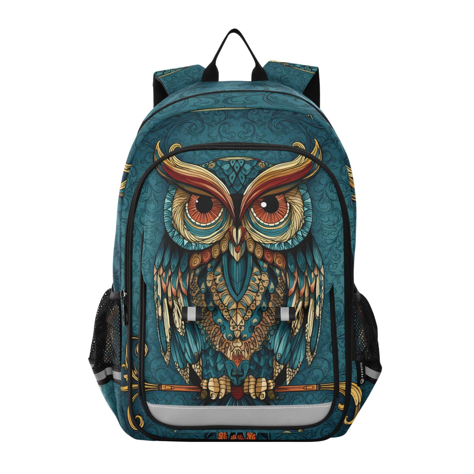 ALAZA Owl Print Gothic Boho Laptop Backpack Purse for Women Men Travel Bag Casual Daypack with Compartment & Multiple Pockets