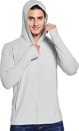 Willit Men's UPF 50+ Light Jacket Sun Protection Hooded SPF UV Jacket Hiking Fishing Shirt Long Sleeve Full Zip
