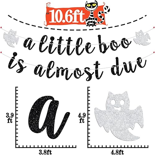 Miniatura 2 de Cartel de A Little Boo is Almost Due – Cartel colgante de Halloween Baby Shower, Octubre Baby, Happy Boo Day cumpleaños, suministros de decoración