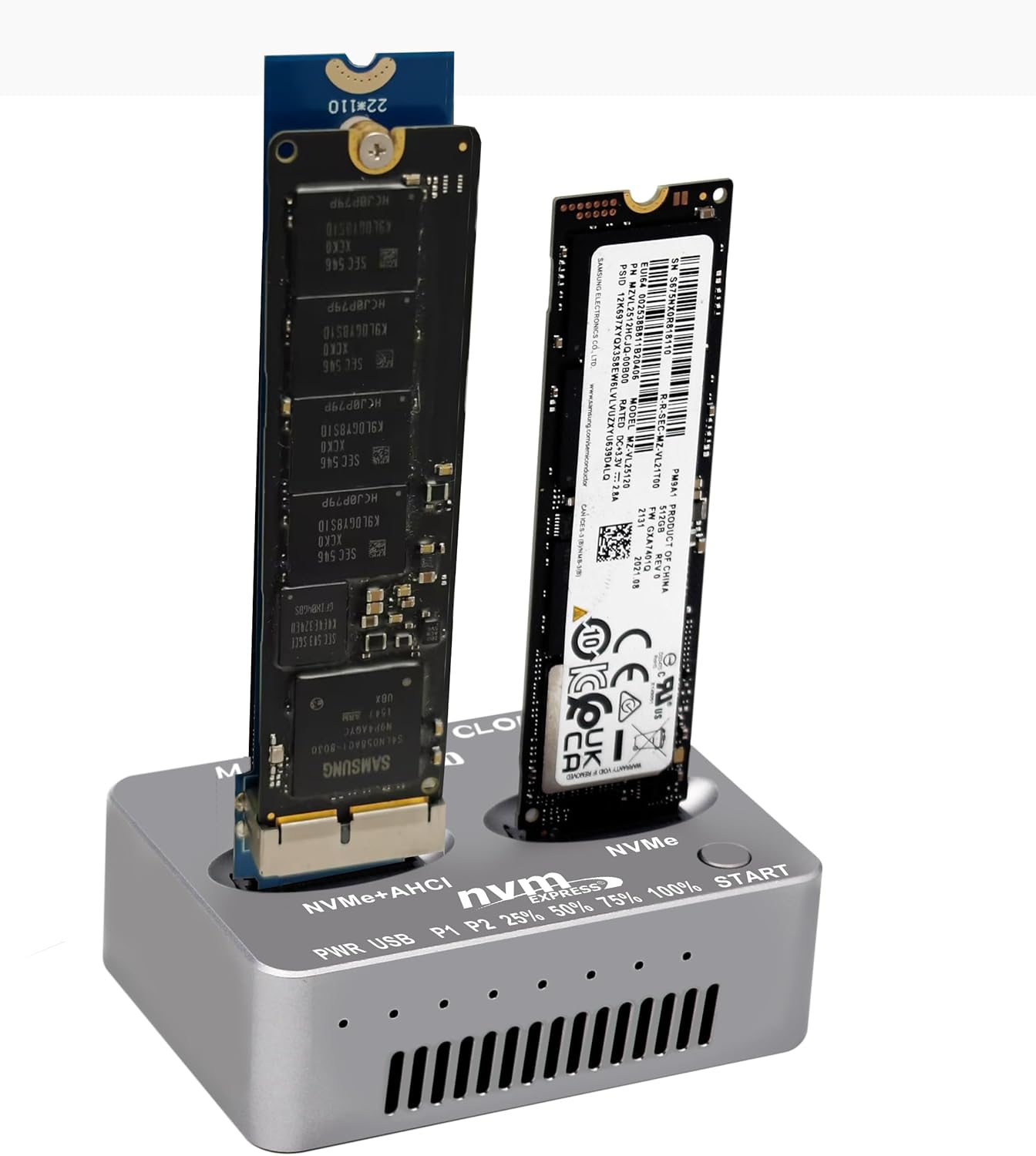 Sintech M2 NVMe Duplicator,nVME Dual-Bay Offline Cloner, USB C to M.2 20Gbps Docking Station,M.2 PCIe Achi SSD Reader for Both (M Key, B+M Key) NGFF SSD Enclosure(Need Extra AC/PD Power)