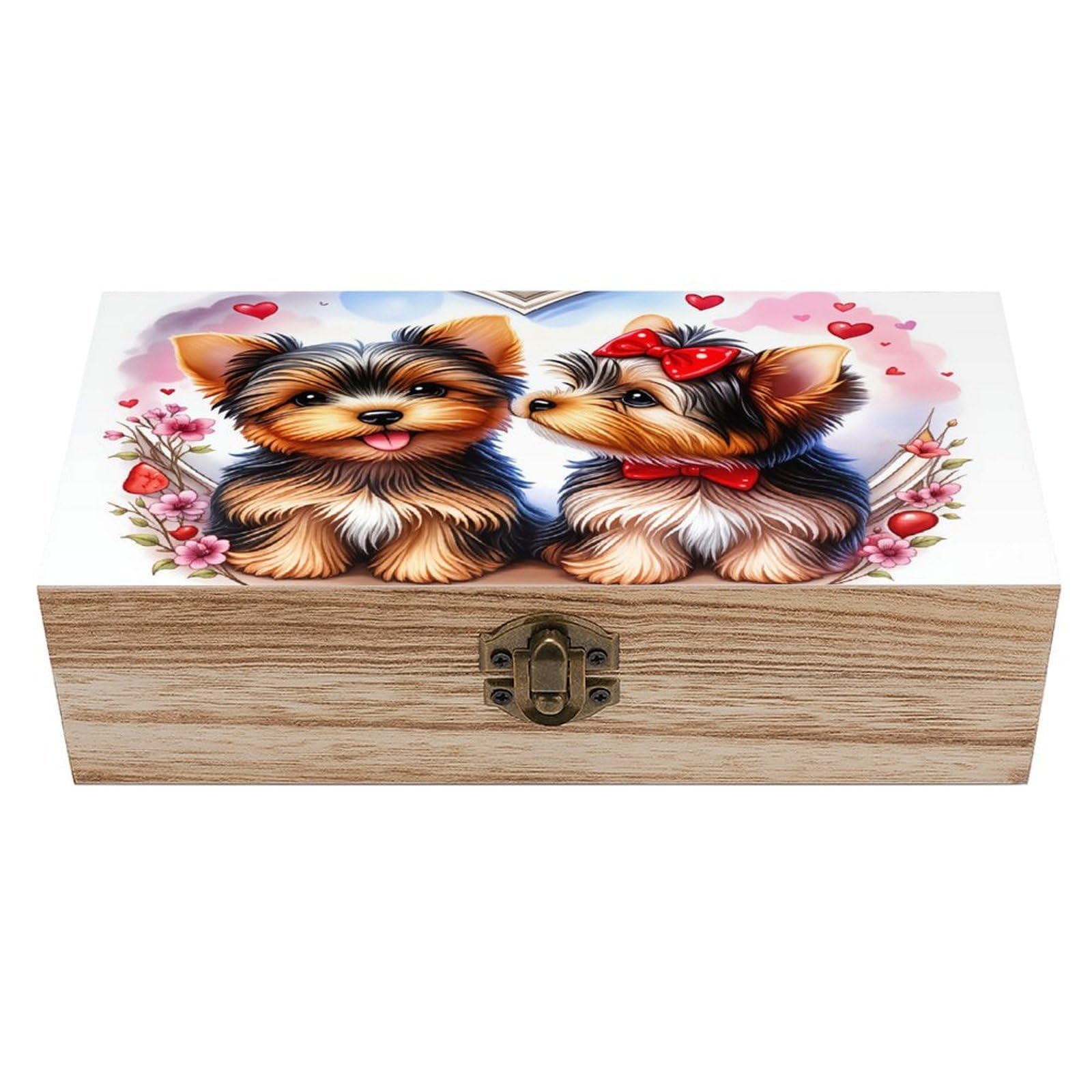 asbwuo Two Pet Dog Vintage Wooden Keepsake Box