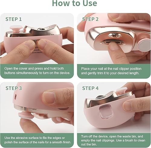 Miniatura 7 de Cortaúñas eléctrico con luz LED, recortadora de uñas eléctrica 3 en 1 para dedos, cortaúñas eléctrico automático con pulido, regalo para adultos y