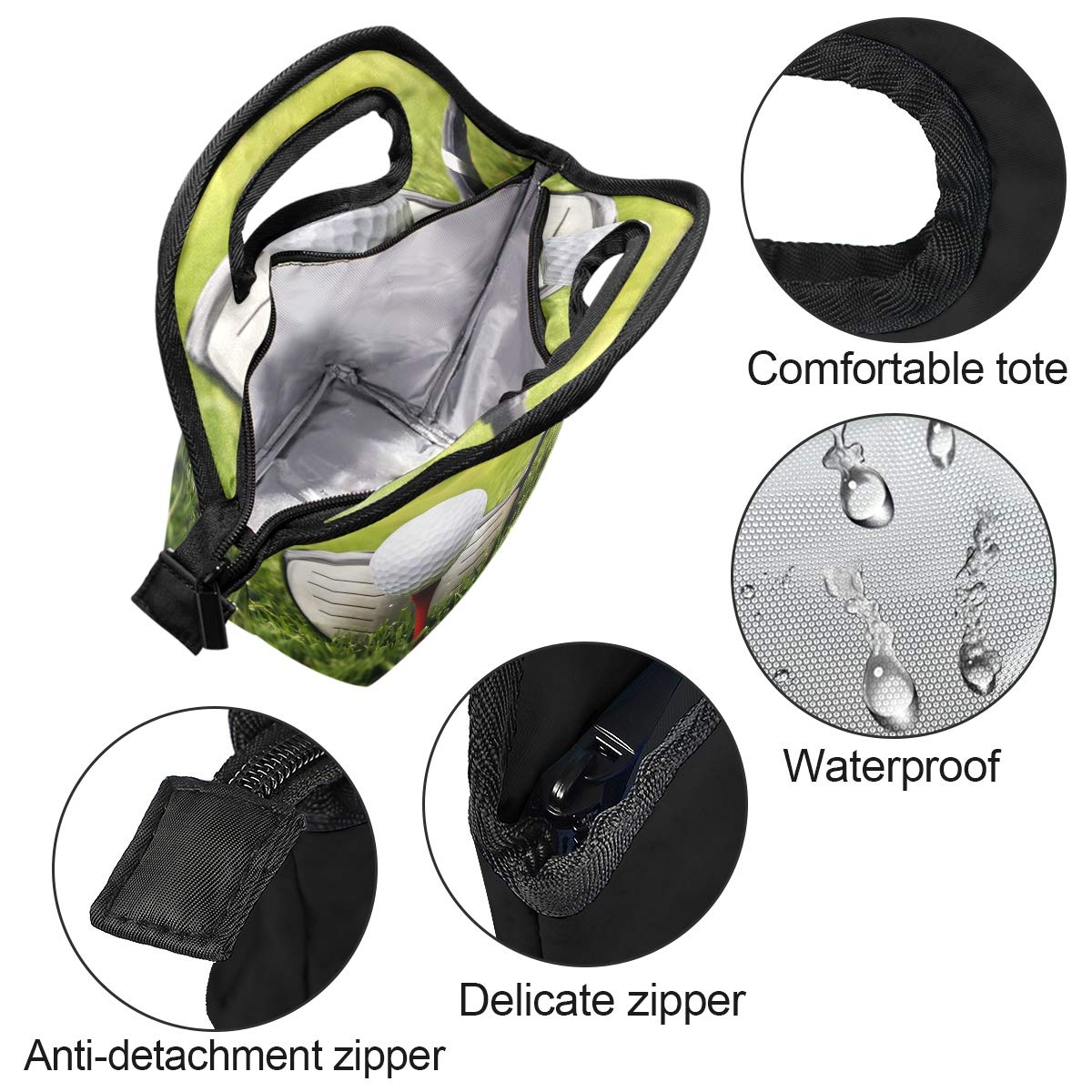 Amazon.com: Naanle Sport Golf Insulated Zipper Lunch Bag Cooler