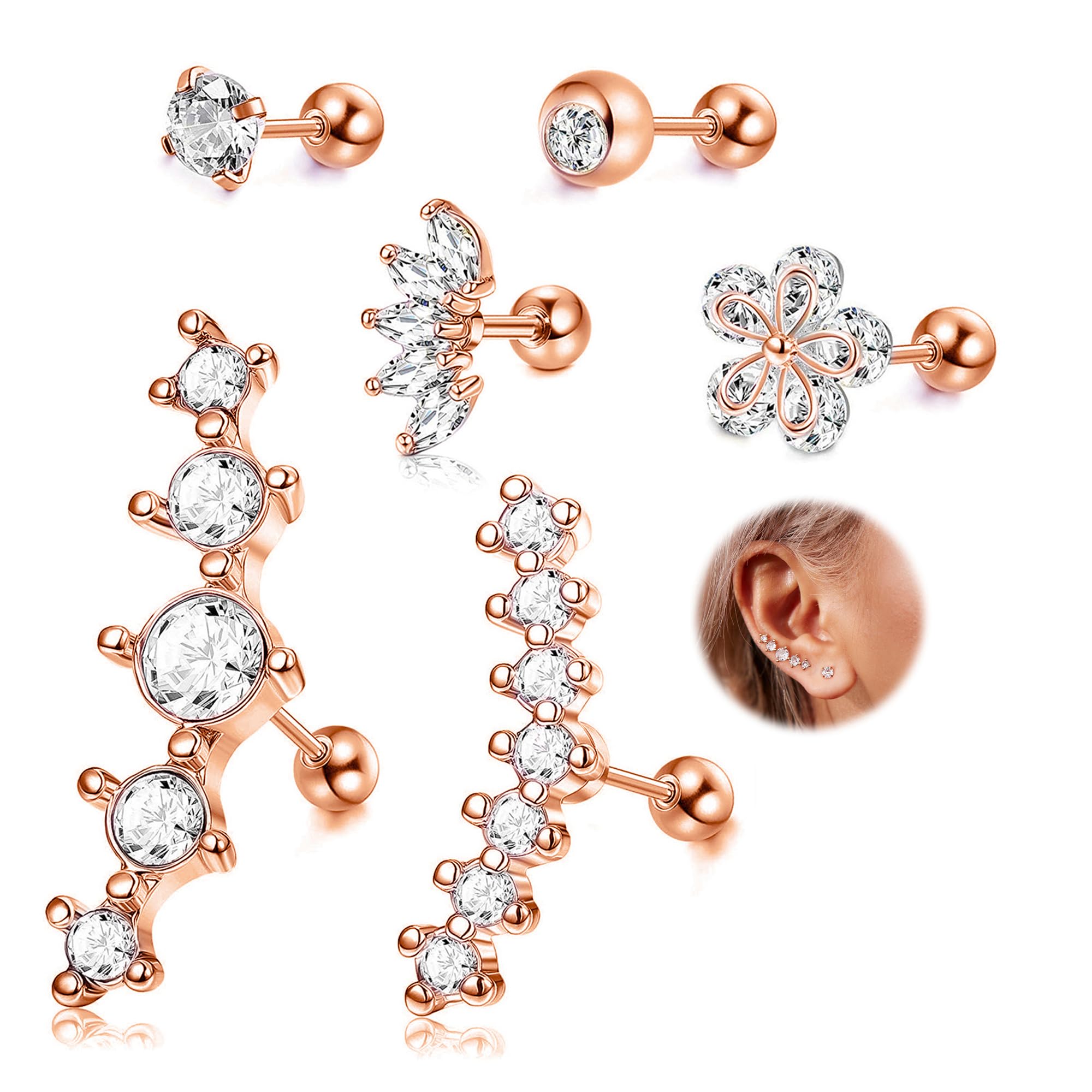 5-delige Minimalistische Openwork Oor Cuffs Set, Trendy * Helix Oorbellen voor Vrouwen, Niet-Piercing Kraakbeen Hoepels, Boho Chic Clip-On Oorsieraden