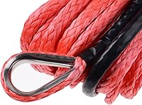 Vista 3 de Cuerda de cabrestante sintética roja de 50' x 3/16" con tapón de goma + Hawse Fairlead para recuperación de coche ATV UTV Jeep Ramsey KFI vehículo