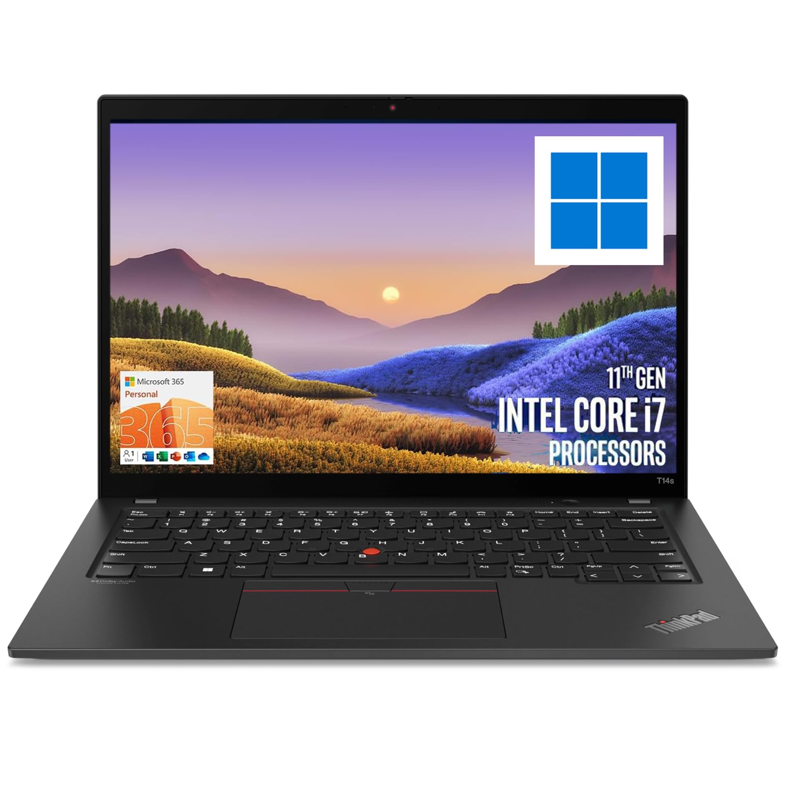 Lenovo Thinkpad T14s Laptop Win 11 Pro, 14" FHD(1920x1080), Intel Core i7-1165G7 Processor, 16GB RAM, 512GB SSD, US QWERTY Keyboard, Win11 Pro (Refurbished)