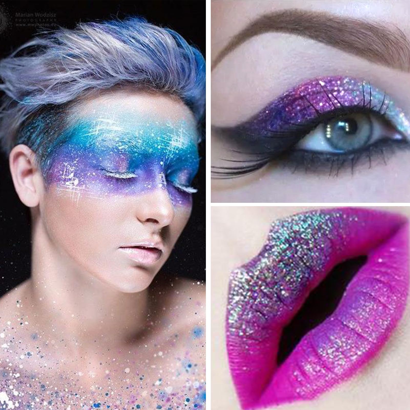 JEMESI 100g Face Glitter Chunky Glitters, Holografische Nail Glitter Zeemeermin Poedervlokken Glanzende Zeshoek Nail Art Pigment Stof Decoratie Manicure Lichaamshaar - Rode Roos