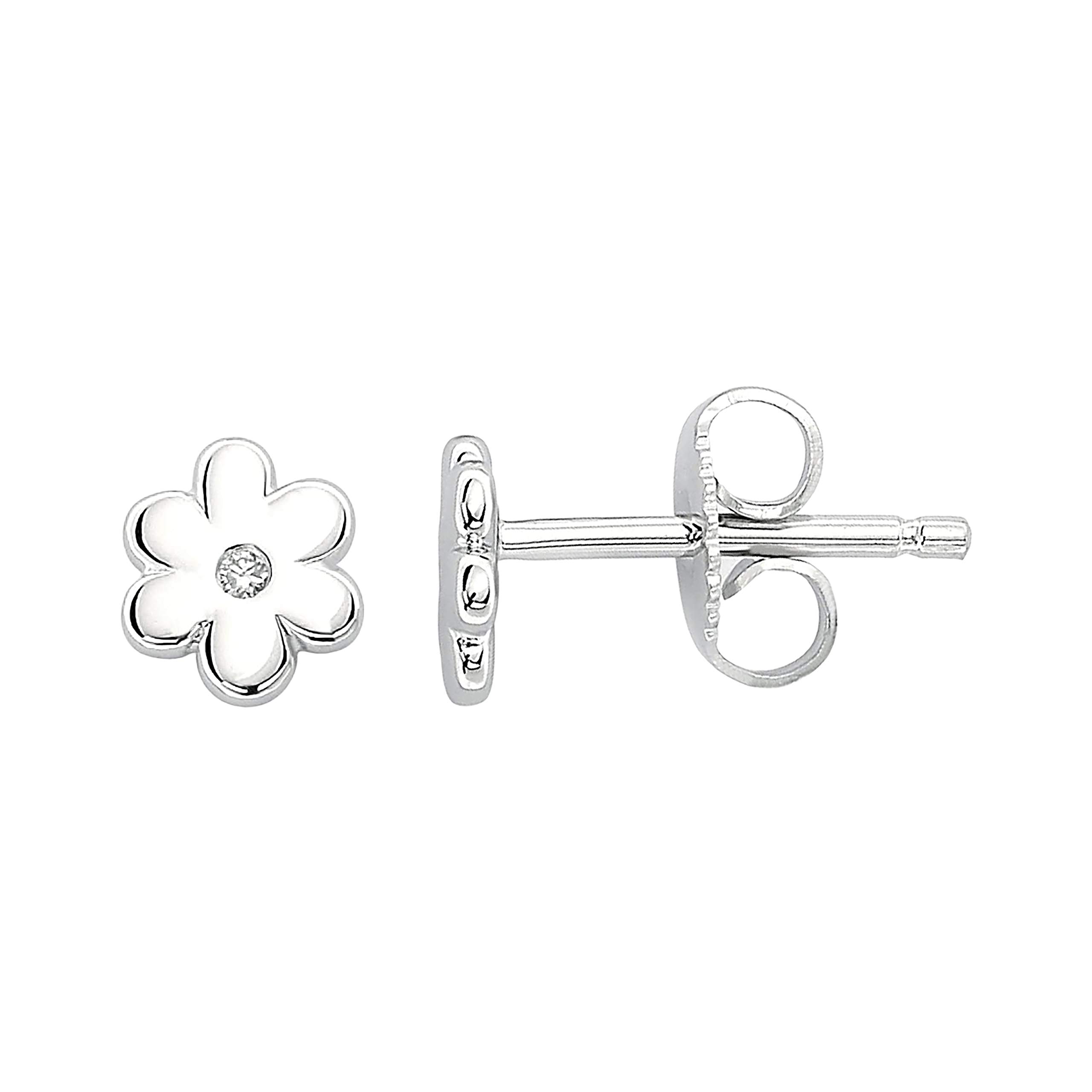 Little Diva Diamonds .925 Sterling Silver Diamond Accent Novelty Earrings (I Color, I1 Clarity)