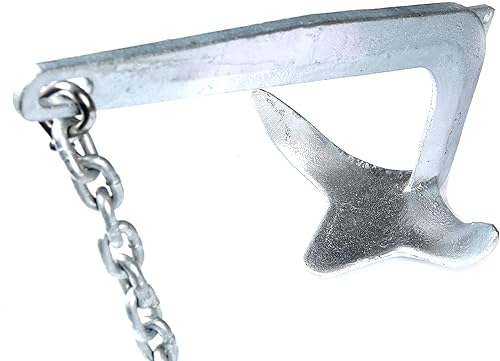 Miniatura 5 de Mxeol Anclajes de garra para pontón kit de anclaje galvanizado de 8 libras con grilletes de cadena de acero inoxidable de 14 de pulgada (plata, 8