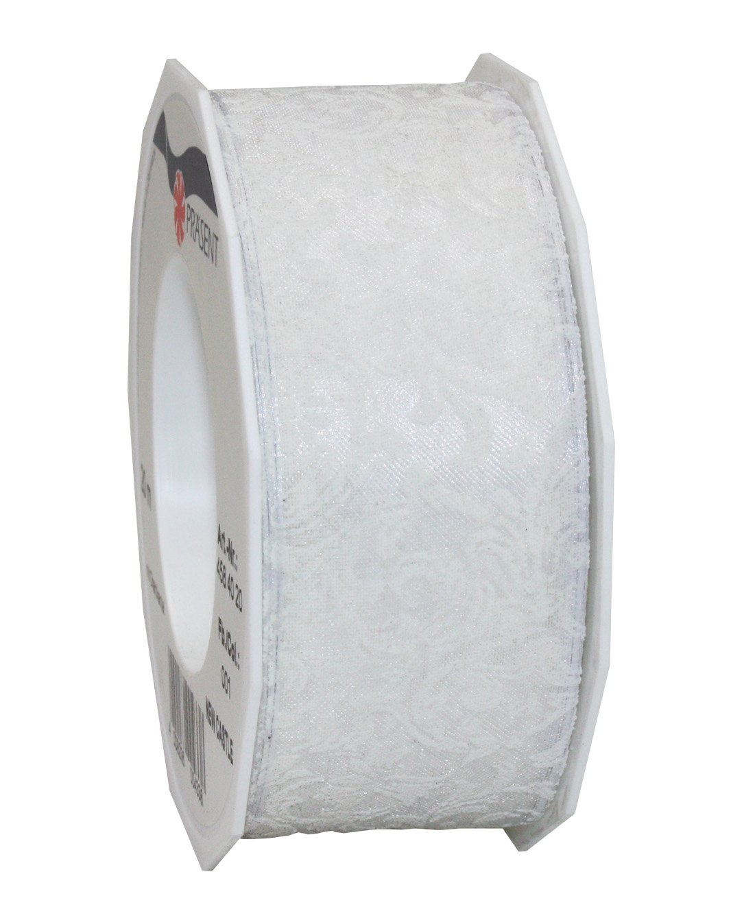 PRÄSENT - New Castle Printed Ribbon White 40 mm width, 20 m length, Pastel