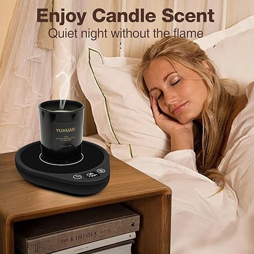 Miniatura 20 de PUSEE Calentador de taza de café – Plato eléctrico grande calentador de velas con apagado automático de 4 horas, calentador de taza de 3 ajustes