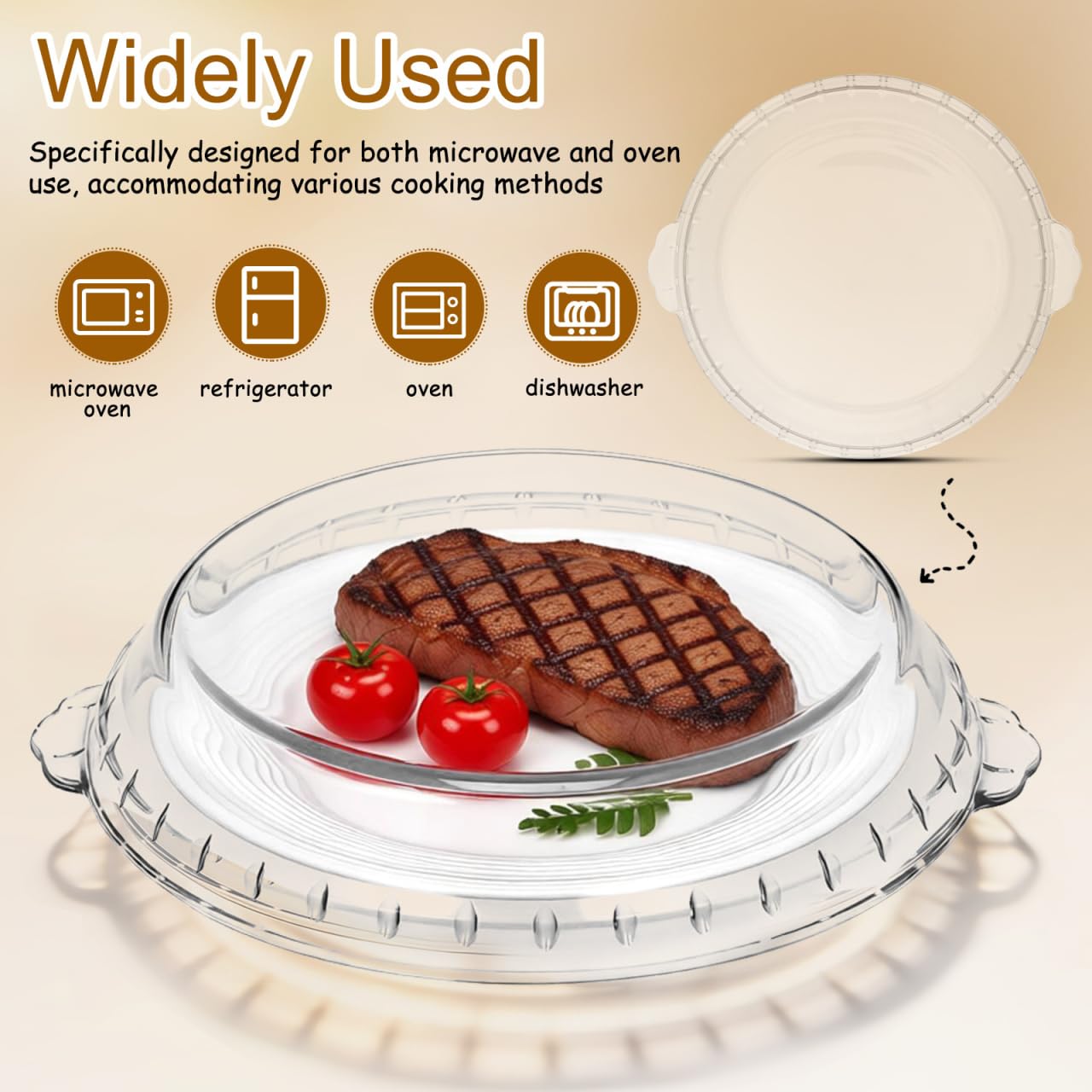 Cabilock Couvercle Verre Transparent pour Micro Ondes et Four Résistant Chaleur et Éclaboussures Compatible avec Plat à Quiche Cuisson Nettoyage Facile Au Lave