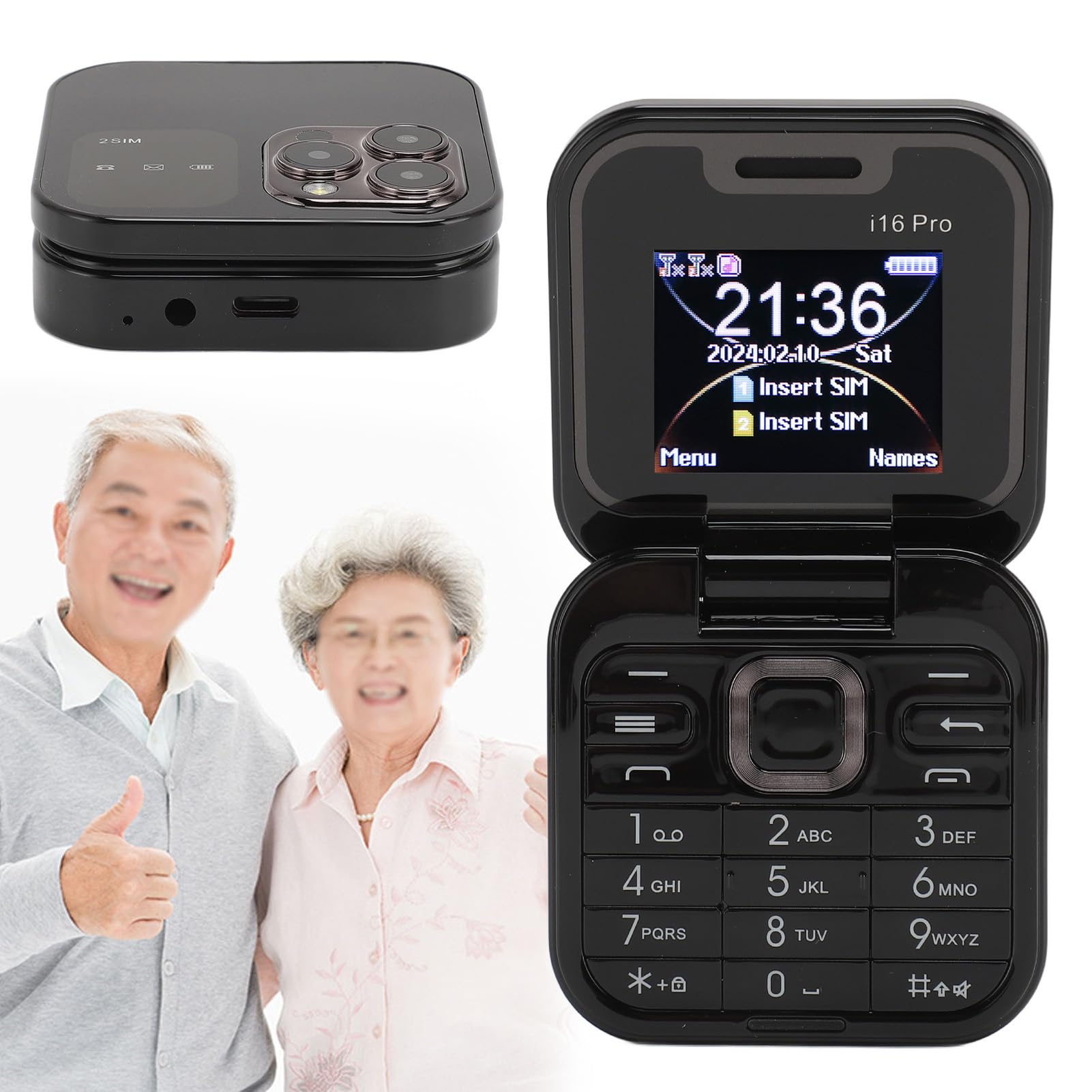 SOYES I16pro 2G Teléfono con Tapa Desbloqueado, Doble SIM, Teléfono Celular con Tapa con Botón Grande para Personas Mayores y Niños, Teléfono Móvil Básico de Bolsillo de 16 GB