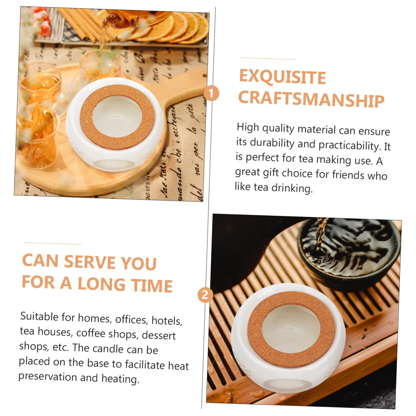 Mobestech Teapot Warmer Base Tea Stove Holder for Home Office Tea Rooms Heat Dissipation Tea Lovers Tea Heating Tool White
