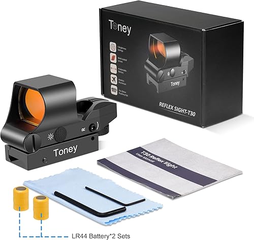 Miniatura 6 de Toney Mira de punto rojo, mira de reflejo de 4 miras de retícula ajustables, óptica de punto rojo, fácil montaje para riel Picatinny de 0.787in,