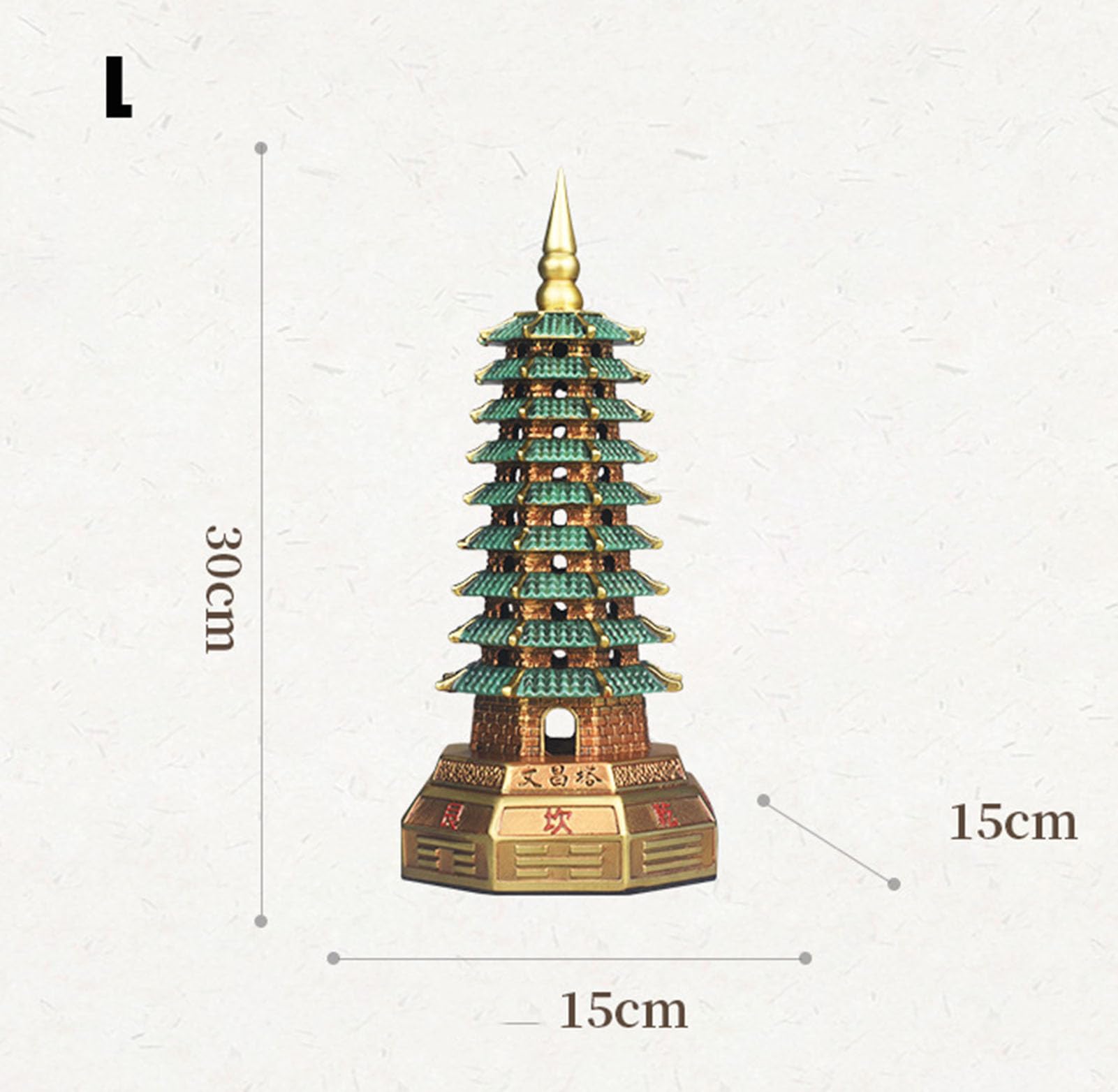 Statua wieży Wenchang, mosiężna 8-poziomowa pagoda | Prezent na sukces akademicki, figurka firmy zajmującej się ochroną, dekoracja biura domowego świątyni buddyzmu