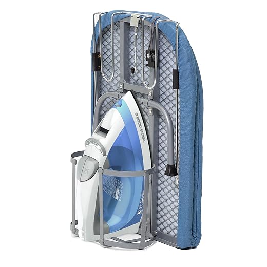 Metal Foldable Iron Board with Iron Holder, RAINHOL Small Ironing Board Tabletop with Heat Resistant Cover, 31x12 Mini Compact Ironing Table for Dorms, Aprtment, Blue