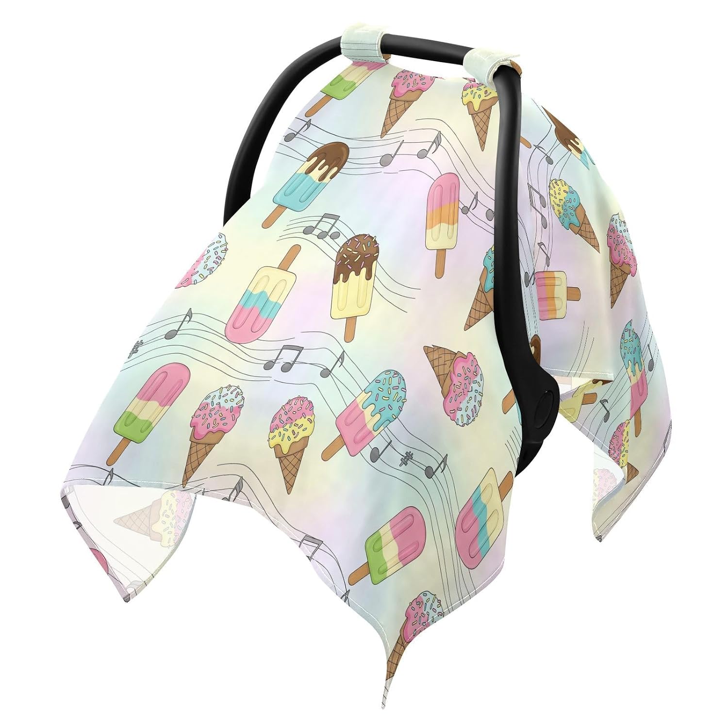 Ice Cream Car Seat Cover Baby Girl Boy Muslin Cotton Nursing Canopy