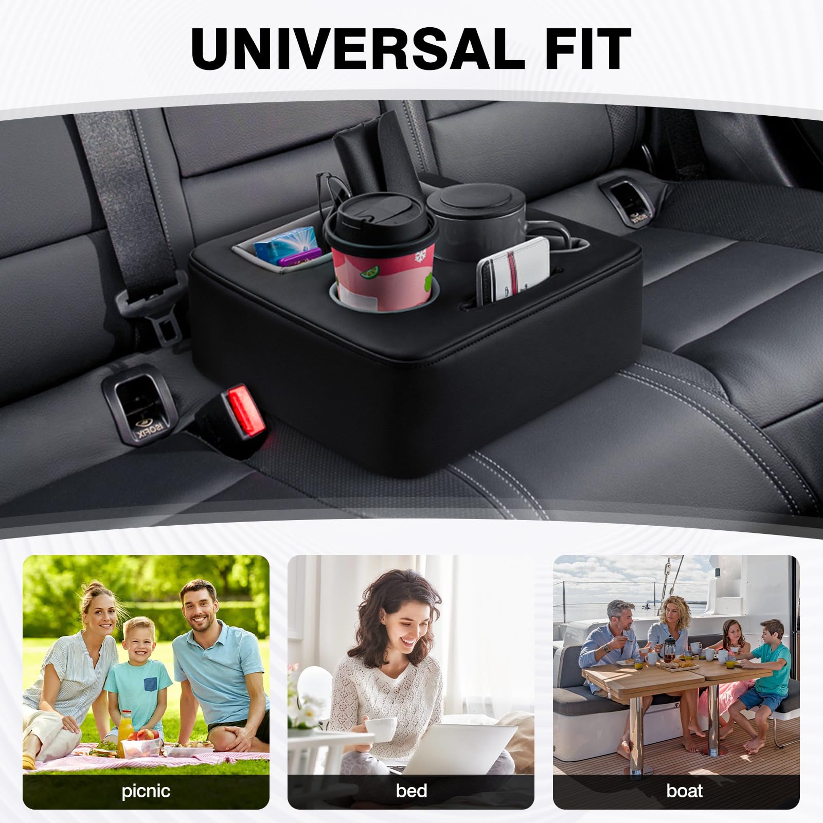 Autorder Car Cup Holder,Back Seat Organizer,Couch Pillow,Leather Cup Holder for Couch/Car/Truck/RV/Bed