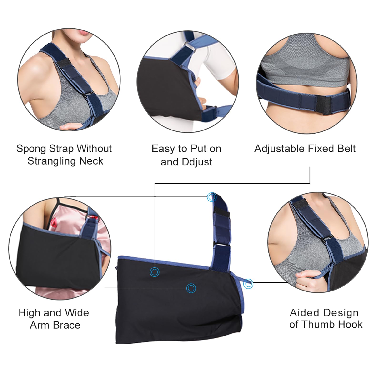 Cabestrillo Ligero para Brazo, Soporte para Brazo, cinturón de fijación de Cintura Ajustable, Tela Suave y cómoda, para Brazo lesionado, fijación de suspensión para Lesiones en el Codo