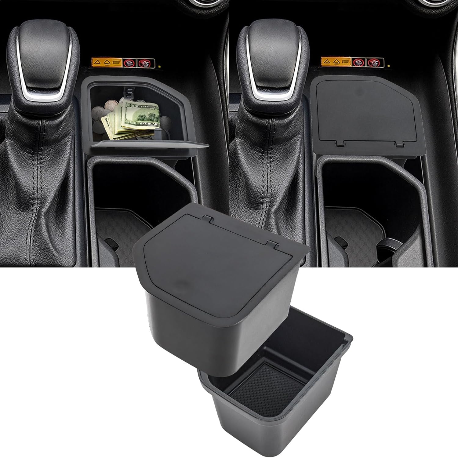 2PCS Center Console Cup Holder Organizer Compatible with 2023 2024 2025 2026 Toyota Grand Highlander Insert Coin Storage Box Interior Accessories