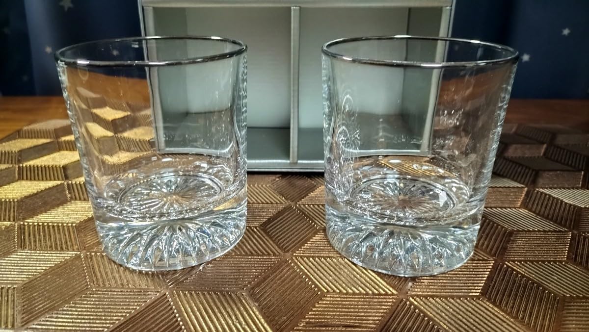 Amazon | ロックグラス 2個セット ガラスの縁はシルバーになっており