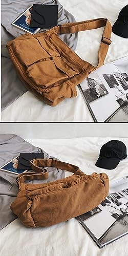 Miniatura 3 de HUALEYNA Canvas Crossbody Bag for Women Large Messenger Bags Travel Shoulder Bag Multi-pocket