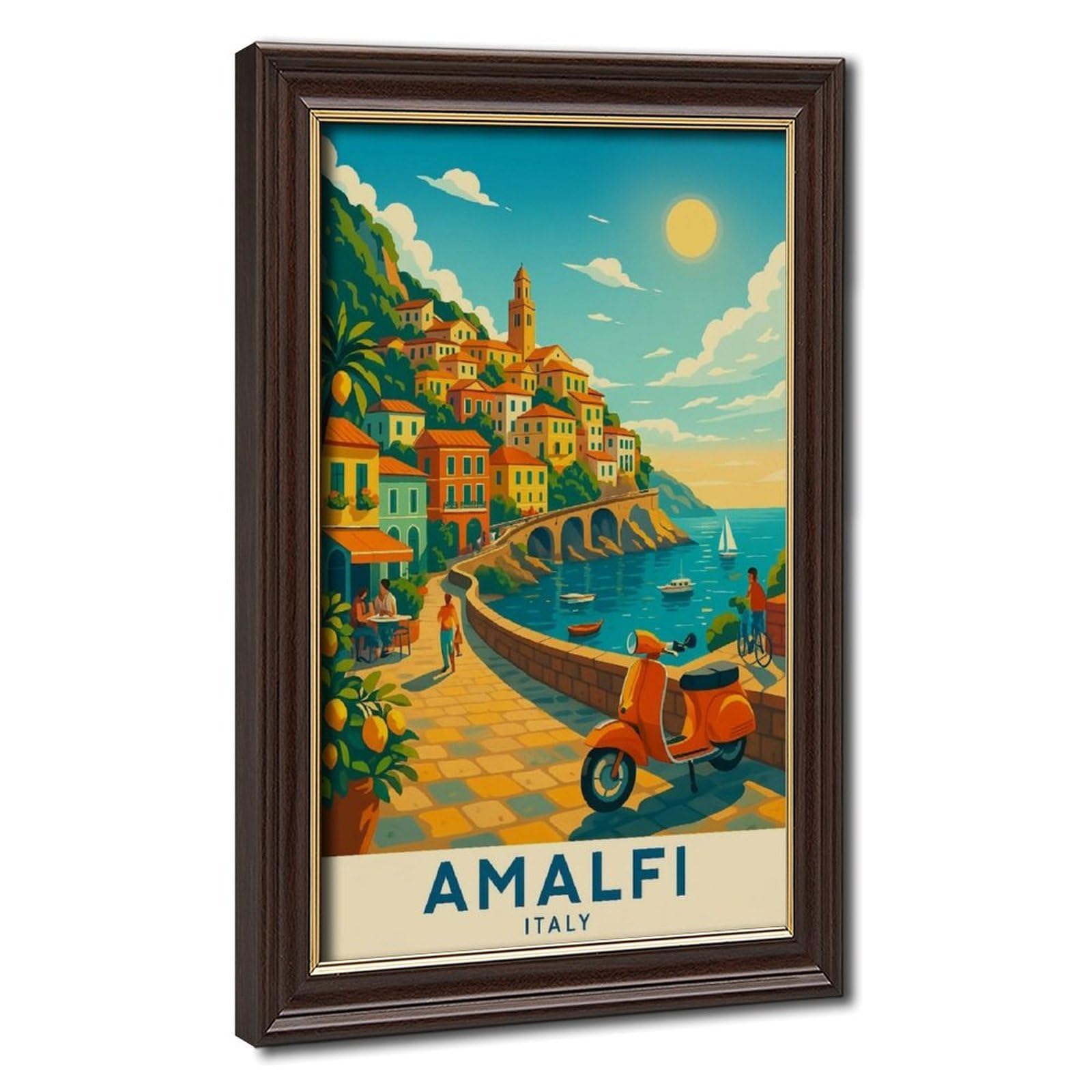 Bareronor Mokume Gane Frame-Style Amalfi Coast Italy Canvas Poster For Dorm Room Decor Gift