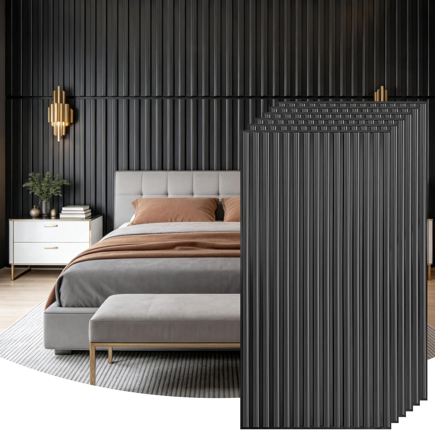 3D Wall Panels, 12Pcs, 2x4 FT Fluted Wall Slats, Drop Ceiling Tiles