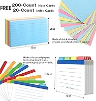 Vista 4 de Neando Bamboo Index Card Holder for 3x5 Cards – Wooden Organizer with Lid, 4 Compartments, 600-Card Capacity, Includes 20 Thick Index Cards & 200