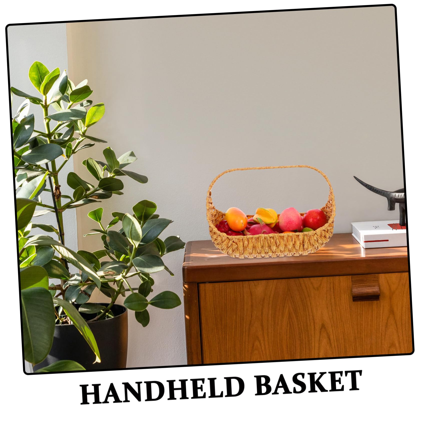 Sosoport Cesta de Mano Tejida para Picnic y Jardín Organizador Portátil para Cesta Artesanal Resistente con Estructura para Eventos y Almacenamiento Multifuncional Reutilizable
