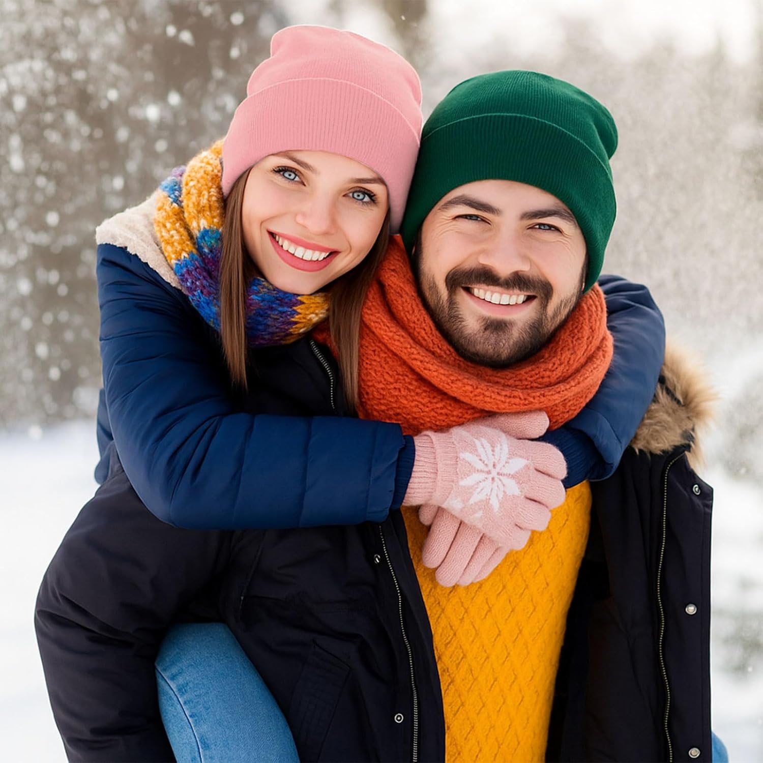 9 Pcs Satin Lined Winter Beanies Silk Lining Hats Acrylic Knitted Watch Hat Slouchy Beanie Caps Soft Warm - Image 6