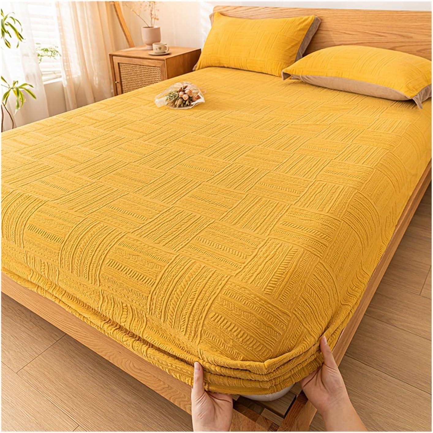Drap-housse d'hiver grand bonnet 25cm en flanelle de lait isolante