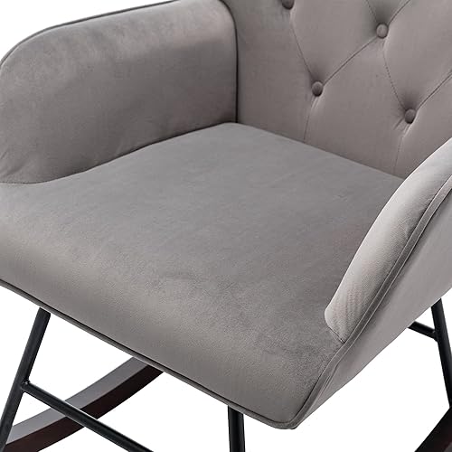Miniatura 7 de HomSof Silla mecedora tapizada gris para cuarto de bebé, para sala de estar, talla única