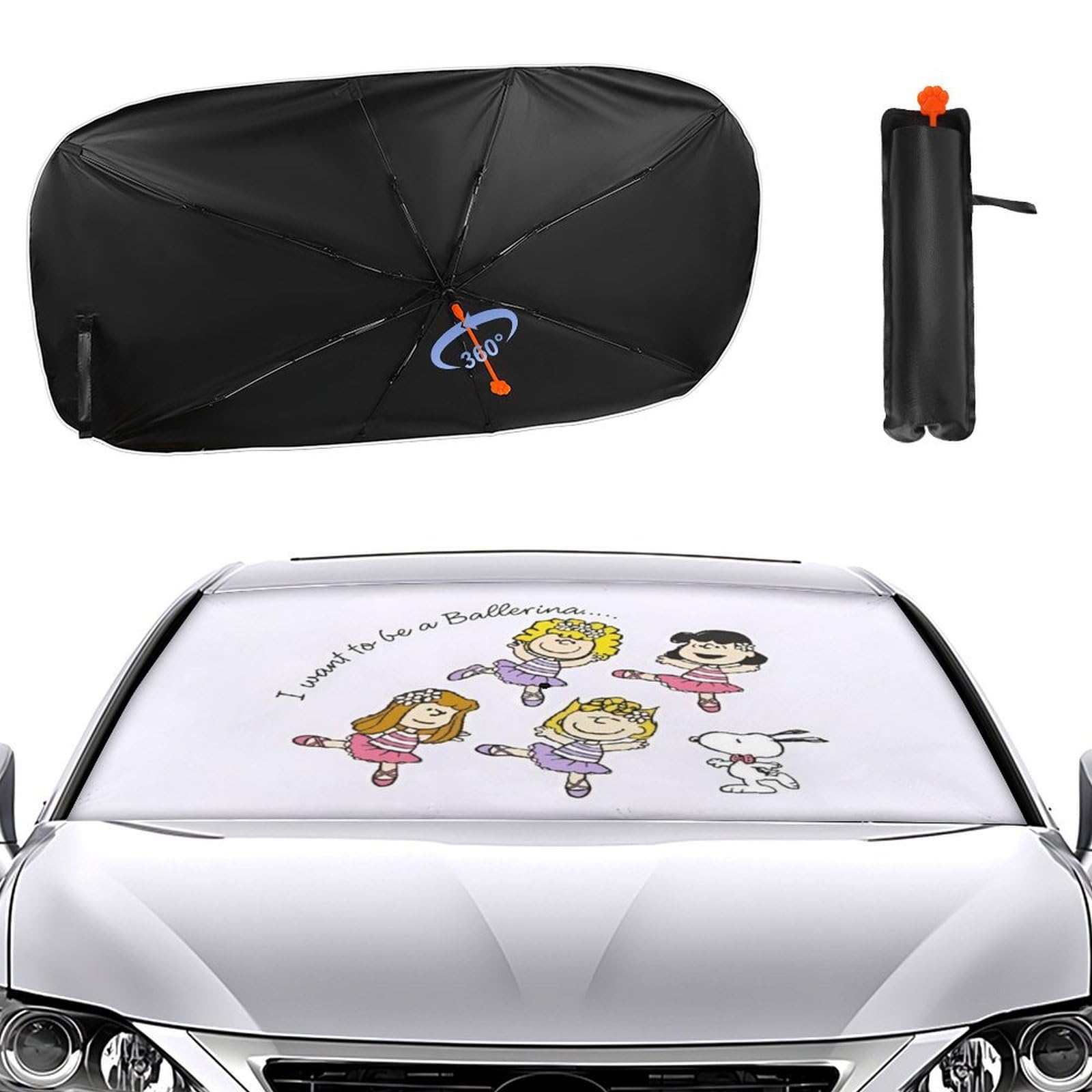 Amazon | スヌーピー サンシェード 車 フロント 折り畳み傘型 車