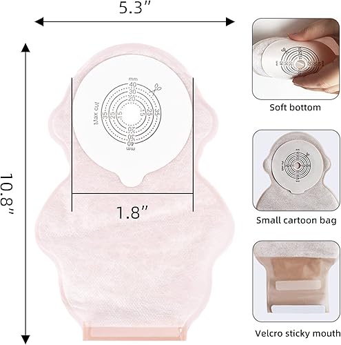 Miniatura 2 de Bolsa de estoma desechable para niños, bolsa de ostomía drenable, con cierre de gancho y bucle, colección de heces de bebé, bolsa de fístula para