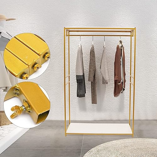 Miniatura 3 de Estante de ropa de oro al por menor de 75 pulgadas con estantes, estante de ropa para boutiques, estante de exhibición de vestido de boda, estante