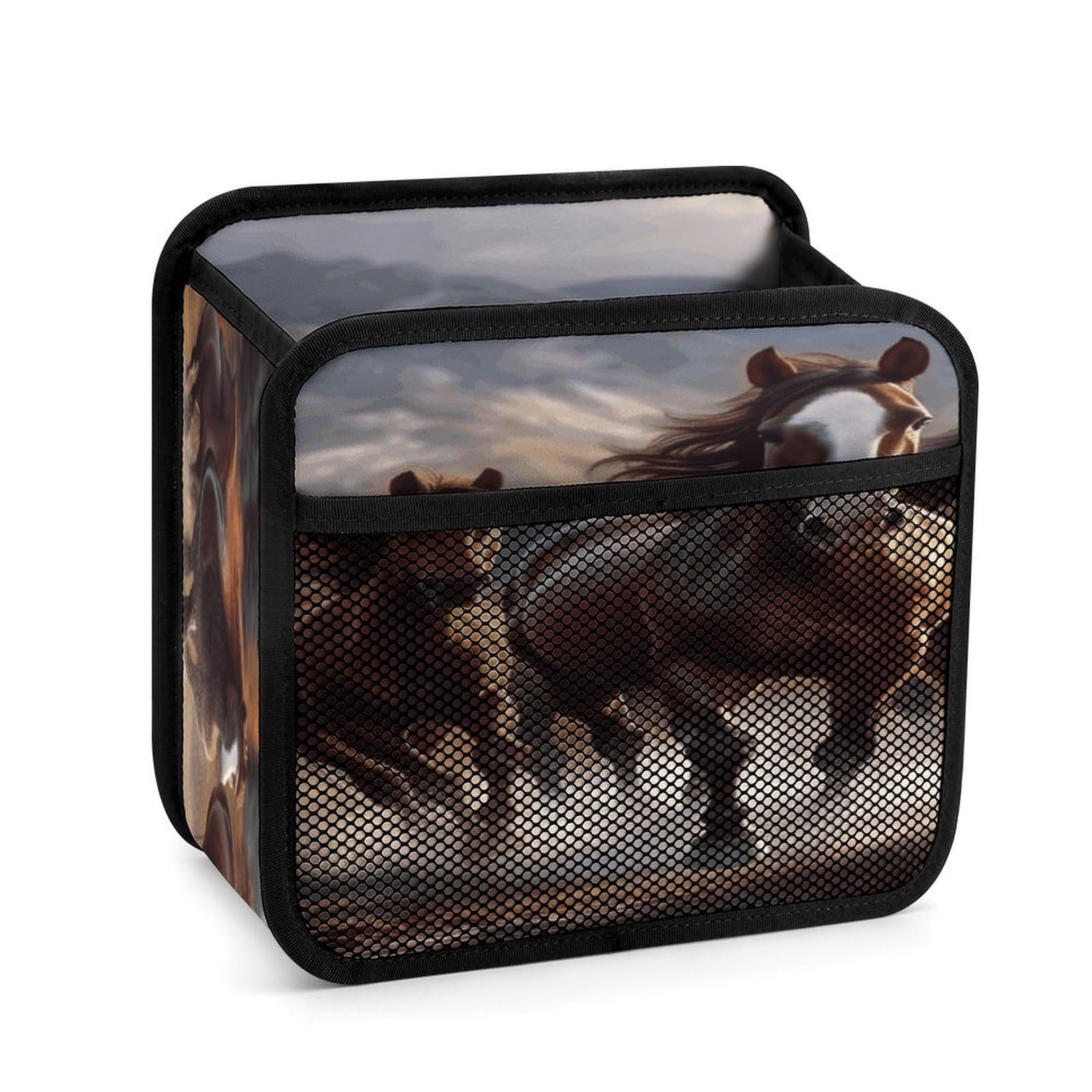 FekiLoot Horses Backseat Car Organizer - Premium PU Leather Hanging Car Seat Organizer with Storage Mesh Pockets, Large Capacity Car Backseat Organizer Travel Accessories