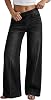 GRAPENT Mujer Jeans de pierna ancha, tiro alto, cintura elástica sin botón, denim 1