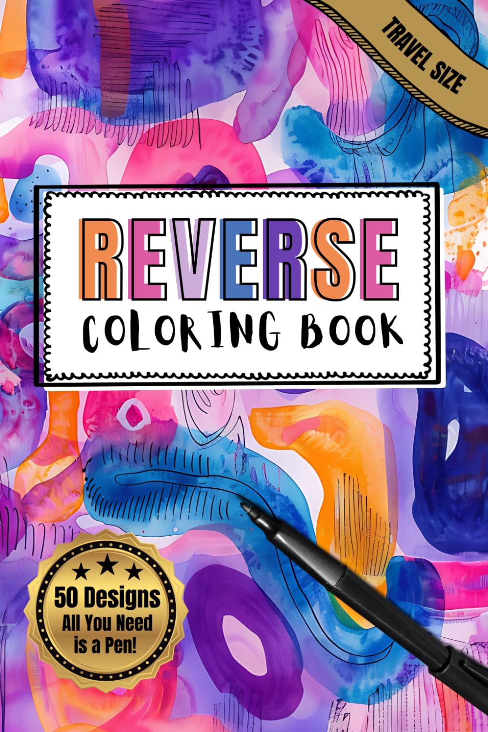 Mini Abstract Reverse Coloring Book: Watercolor Backtrack Coloring Book