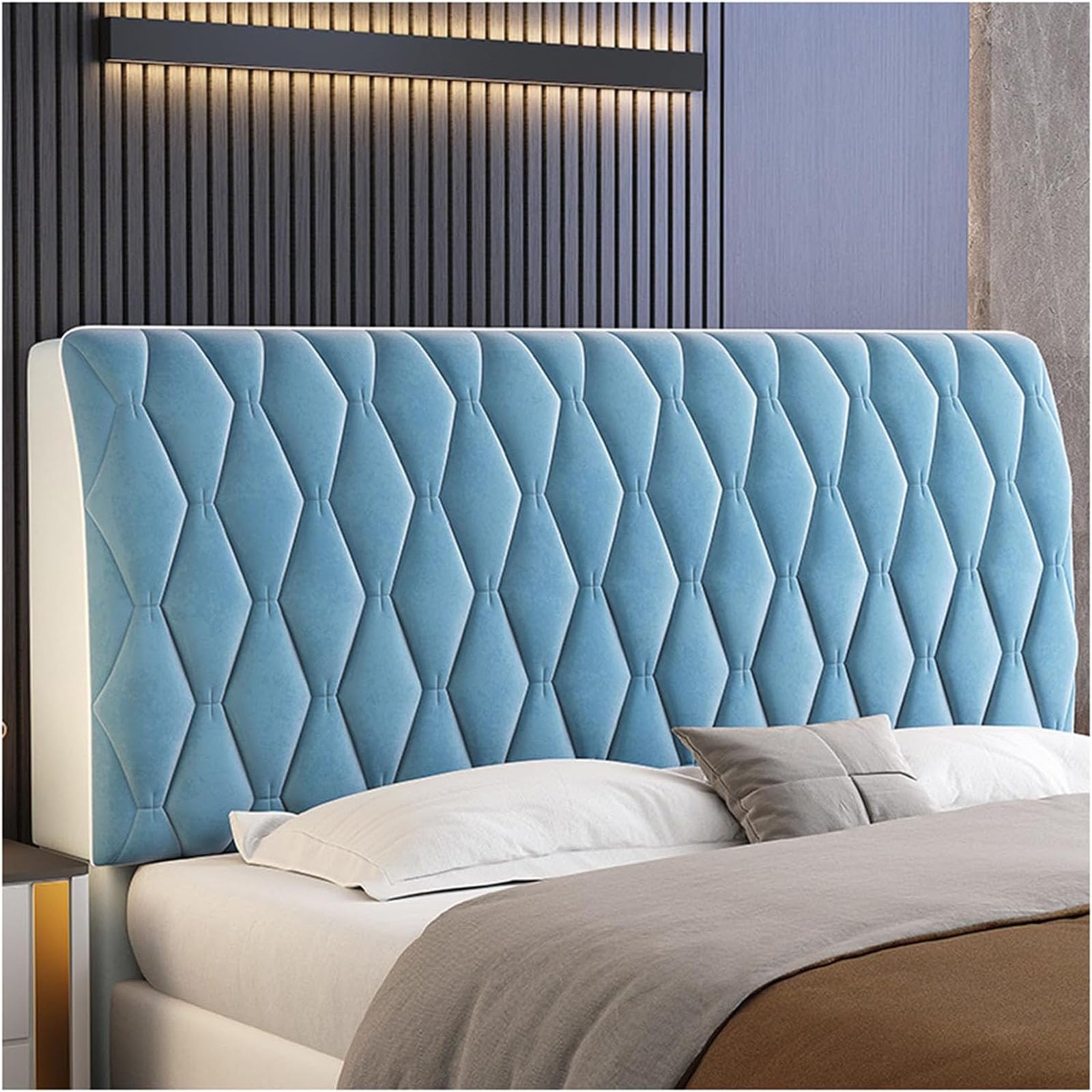 Headboard Slipcover, Full Dustproof Headboard Protector, Head Board Cover for Single/Double/King/Super King Size Bed, Washable(Size:120cm,Color:Blue)