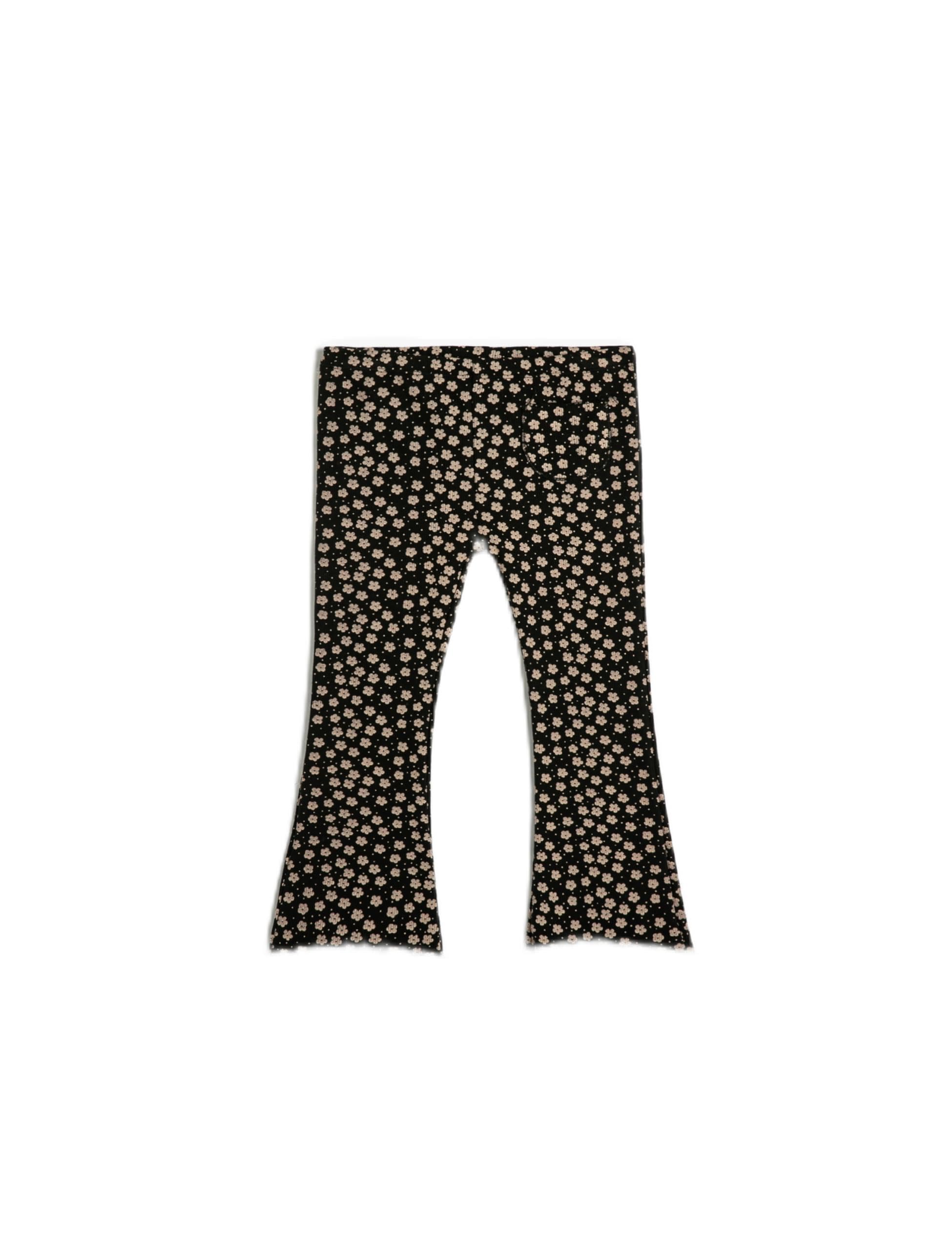 Koton Black Design(9D9) Flare Leggings Flower Printed Pocket Detail Ribbed Leggings,