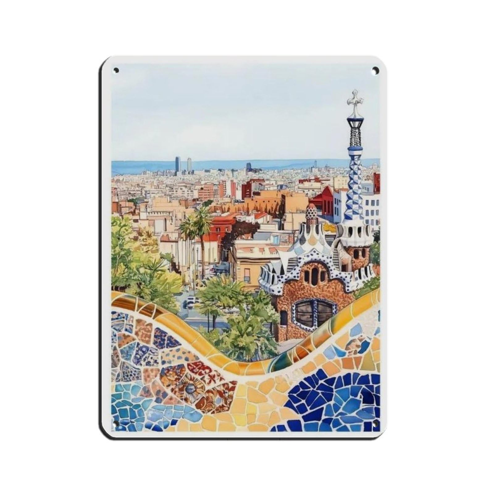 Lxwnze 30L X 40W Cm Barcelona Poster, Spain Art, Travel Poster (5) Tin Sign Vintage Metal Pub Club Cafe Bar Home Wall Art Decoration Poster Retro 12X16inch(30X40cm)