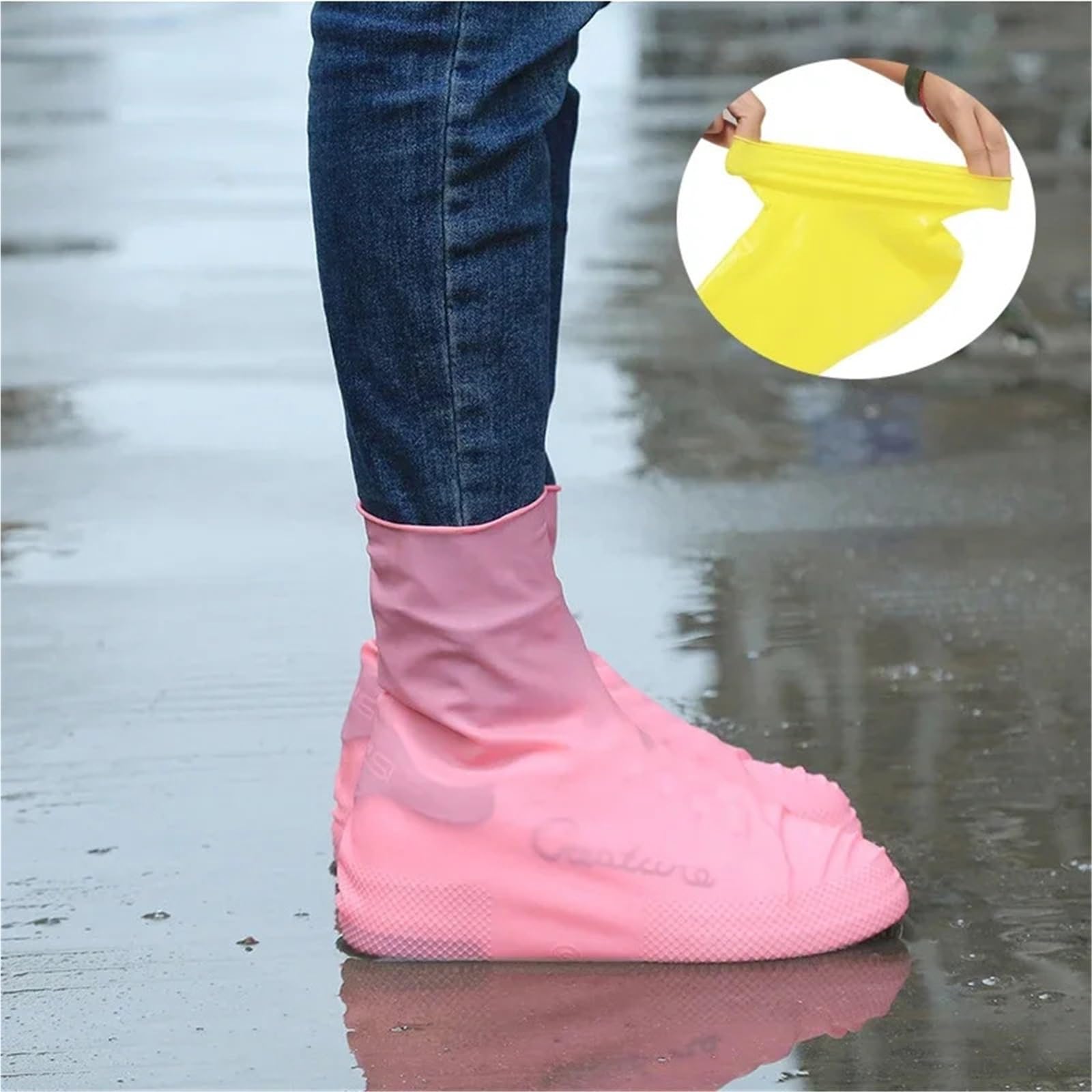 2pcs Waterproof Shoe Covers Silicone Anti-Slip For Outdoor Rainy Day Reusable Cover Per Viaggi Temporali