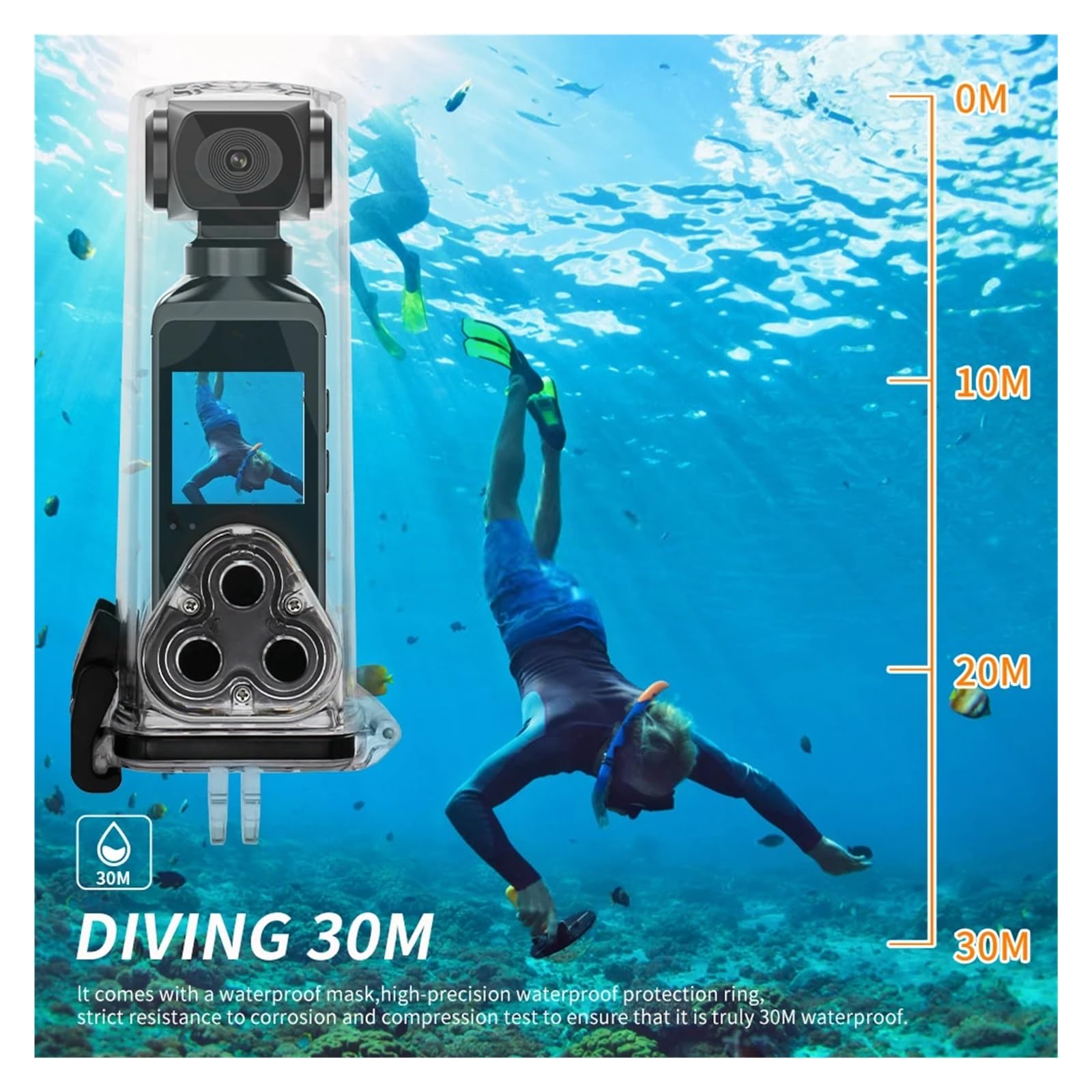 Nuova videocamera tascabile 4K 1080P Cam HD Schermo LCD da 1,3 "Mini fotocamera sportiva WiFi ruotabile a 270 ° con custodia impermeabile Telecamere di movimento