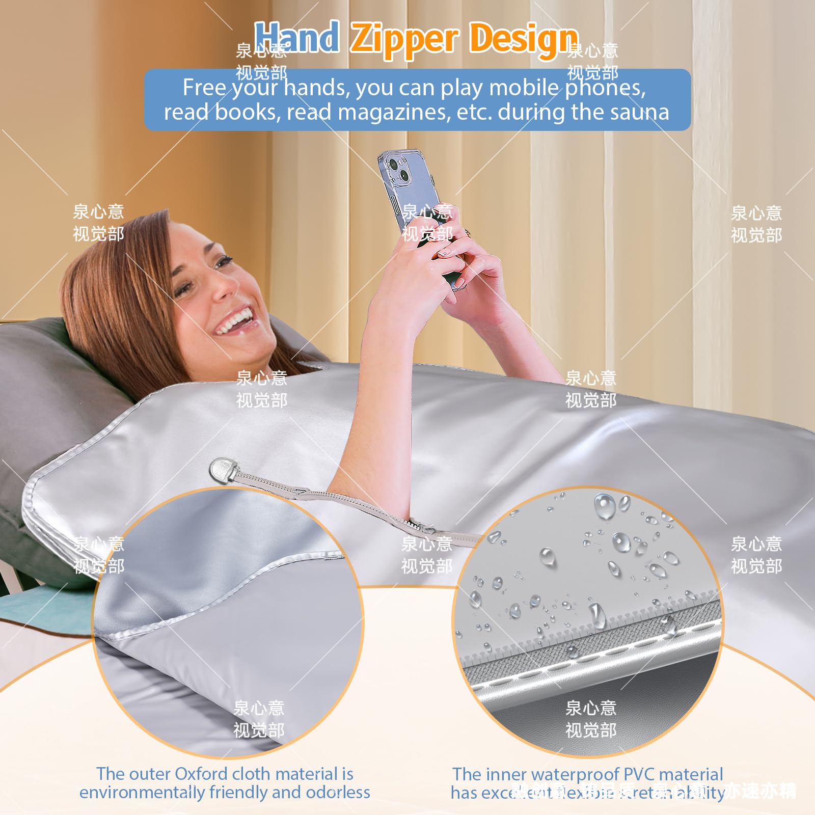 Couverture de Sauna Infrarouge Oxford avec Fermeture éclair Couverture Vapeur Infrarouge lointain (FIR) avec télécommande